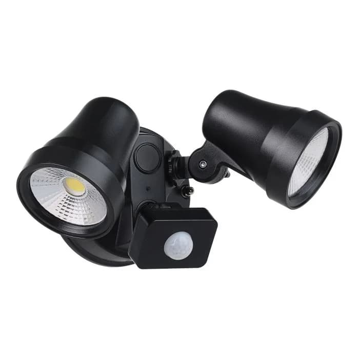 Eglo Coastguard External Spotlight 2x15W LED TRI-Colour Black With Sensor