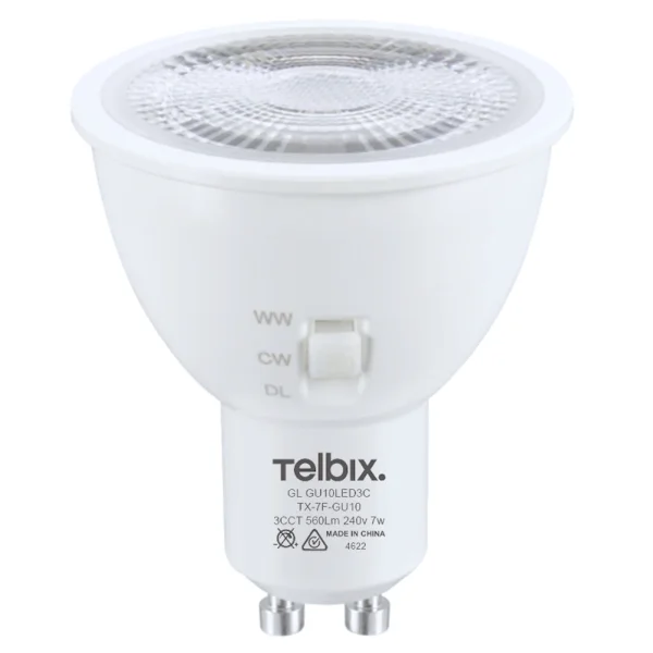 Telbix GU10 Smd Lens Non-Dimmable Focal 7W GU10 Tri Colour