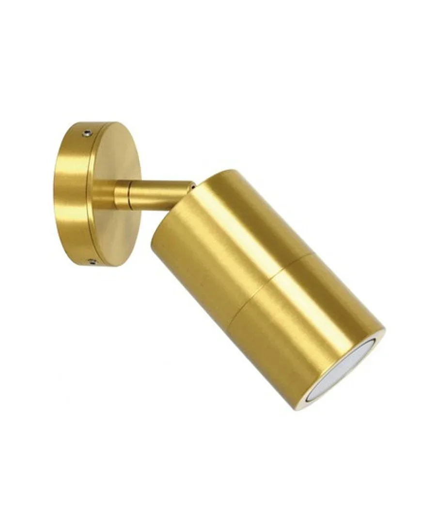 CLA Pillar Single Adjustable GU10 Solid Polished Brass IP65 Round Base Plate