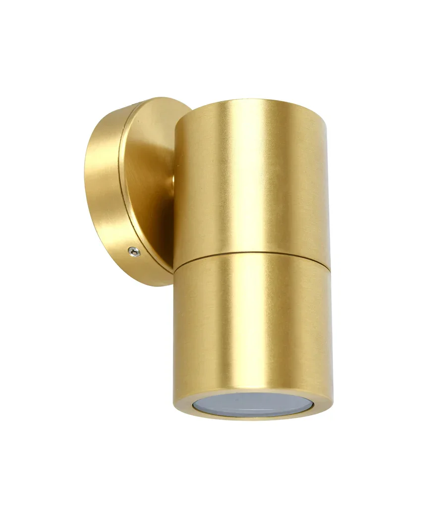 CLA Pillar Fixed GU10 Solid Polished Brass IP65 Round Base Plate