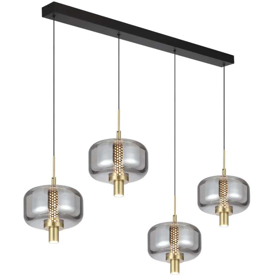 Telbix Volen 4Lt Bar Pendant Black/Smoke