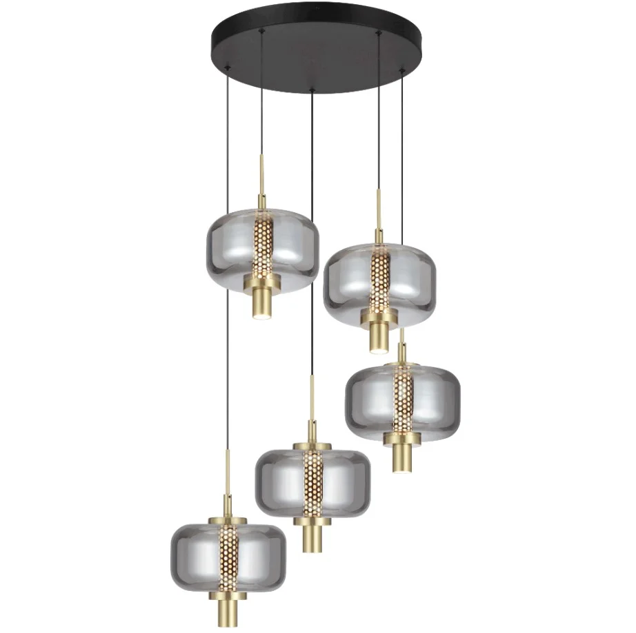 Telbix Volen 5Lt Pendant Black/Smoke